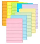 (9 Pack) Lined Sticky Notes 100mm x 150mm, 9 Pastel Ruled Post Stickies Colorful, Super Sticking Power Memo Post Stickies Large Sticky Notes for Office, Home, School, Meeting, 35 Sheets/pad