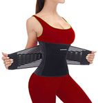 Waist Trainer for Weight Loss Women Men, Sweat Belt Waist Trimmer Corset, Tummy Control Postpartum Recovery Reduce Belly Fat Abdominal Stomach Fitness, Sport Slimming Body Shape Gym Girdles Black M