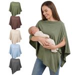 Fiohiros Breastfeeding Cover,Soft Breathable Modal Nursing Cover for Mum,360° Full Coverage Breast Feeding Cover Up,Multi-use Poncho Breastfeeding Cover for Stroller Car Seat Shawl (Matcha Green)