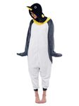 NEWCOSPLAY Unisex Adult Grey Penguin Onesie Pajamas Animal One Piece Costume Cosplay Sleepwear (Grey Penguin, Large)