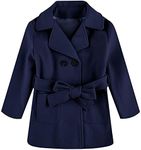 Runcati Baby Kids Boys Girls Classic Wool Blend Coat Winter Double Breasted Trench Coat Outwear Pea Coat Jacket with Belt, Navy, 4-6X-Large