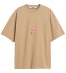 Patrick Oversized Baggy fit Drop Shoulder Tshirt for Men & Women (Medium, Beige)