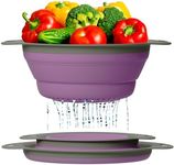 Ultimate Kitchen Strainers Set of 2 - Collapsible Silicone Colanders For Easy Storage by Comfify - Use with Pasta & Veggies or as a Fruit or Berry Bowl with Strainer - Irreplaceable for Campers-Purpel