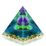 BIUJEW Orgone Pyramid for Positive Energy, Handmade Crystal Pyramids Amethyst Ball, orgonite pyramids, Healing Crystal Pyramids for Stress Reduce, Healing Meditation, Healing Crystals (G-14)