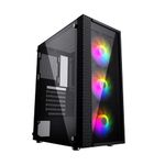 iONZ Gaming PC Computer Mini Tower Case M/ATX Tempered Glass - Performance Series. (KZ27 Inc 3 FRGB Fans)