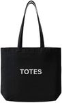 TOTES Pure Cotton Black Tote Bag| (50x43cm) Eco-Friendly Foldable Shoulder Shopping Bags | Washable Reusable Cloth & Unisex Grocery Bags With (50cm) Handles