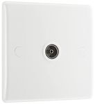 British General BG Electrical 860 Single Co-Axial Socket, White Moulded, Round Edge