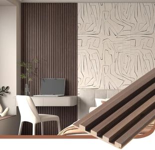 NovaGrid Board 2PCS Wood Slat Acoustic Wall Panels for Ceiling and Wall Decor 3D Fluted Sound Absorbing Textured Panel with Wood Finish 108"×6" (Cherry Dark)