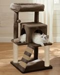 PURRWAY Fur Fabric Cat Kitten Tree | Hanging Toy | Ladder | Jute Rope | Scratching Post (Height 39 Inch) (Brown - FURR - 83)