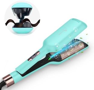 32mm (1.25") Aima Beauty Twins Mermaid Waves Hair Waver, Anti-Scald 2 Barrel Curling Iron, Hair Crimper, Ionic Care Wave Iron 15S Heats Up for Short/Medium/Long Hair Light Green