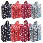 Travel Shoe Bags Nylon Waterproof Storage Bags with Handle for Men & Women (8 Pack Cute Pattern 2 Size)