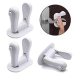 ALBOYI 3 Pack Child Proof Door Lever Lock Rotation Design Handles Lock Strong Adhesive Baby Safety Lock Door Handle, No Drill, No Screw(White)