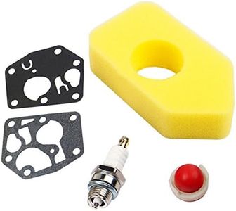 Carkio Filtre à air 698369 4216 avec joint de diaphragme carburateur 495770 poire d'amorçage 694394 Bougie d'allumage compatible avec moteur Briggs & Stratton 3,5-4,5 HP Classic Sprint Quattro