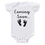 Ink Trendz Coming Soon... Baby Feet Announcement Surprise Pregnancy Announcement Baby Bodysuit One-piece Romper Newborn, White, Newborn