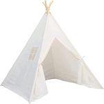 XIULIUU Kids Teepee, Play Tent Foldable Canvas Kids Playhouse Portable Teepee Tent for Kids to Play Indoor and Outdoor Made of 1.6m Platane Wood Support and Linen Fabric (White)