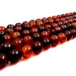 B2Beads Gemstone beads 8mm round, Verified and Packed in Canada, Natural Loose Stones, 45 beads/15” strand (Dark Agate 1 strand-45 beads)