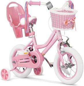 XJD Girls Bike for 2-12 Years Old Toddlers and Kids (Pink, 12 Inch with Training Wheels)