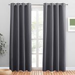 PONY DANCE Blackout Thermal Curtains 84 Inch Drop for Living Room Grey Energy Saving & Light Blocking Curtains with Eyelet Long Privacy Drapes for Window Treatment Bedroom/Nersery, W52 X L84, Gray