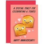 Old English Co. Cute 6th Wedding Anniversary Card for Him and Her - A Toast To You Pun Funny Anniversary Card for Husband Wife Son-in-law Daughter-in-law | Blank Inside with Envelope (6th)