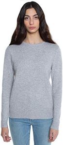 JENNIE LIU 100% Pure Cashmere 4-ply Extra Cozy Long Sleeve Crew Neck Sweater(M, Grey)