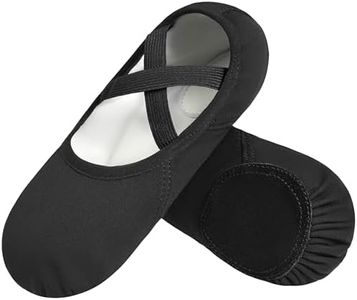 DANSHOW Ballet Shoes for Women Girls Dance Highly Stretch Cotton Shoes Slipper Split Flats Sole(1B-01-27) Black
