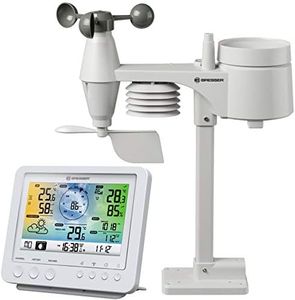 Bresser Radio weather station with external sensor, Wi-Fi, 5 in 1, 5.7 inch color display and external sensor for temperature, air humidity, wind, air pressure, precipitation (rain meter), white