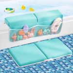 ILPEOD Baby Bath Kneeler and Elbow Rest Pad Set,Bath Kneeling Pad Thick Soft Quick Dry Baby Bathtub Mat for Baby Bathing Time,Baby Essentials Memory Foam with Toys Organizer Gifts for Parents,Green