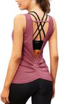 COOrun Workout Tops for Women Open Back Shirts Muscle Yoga Workout Tanks Tennis Exercise Fitness Tanks Running Tennis Shirts Womens Athletic Shirts Wine Red (Wine Red, XL)