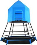 Hapfan Jungle Gym with Platform and Tent, Climbing Toys with Monkey Bars for Kids, Metal Outdoor Play Equipment