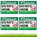 Soaoo 4 Pcs Please Do Not Mow Sign with Metal H Stake 12 x 9 Inches No Mow May Yard Sign Double Side No Mow Signs Corrugated Plastic Garden Signs Outdoor for Lawn Yard Garden Decor, Easy to Install