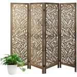 KK Brothers Mart Wooden Room Partition for Living Room | Wooden Screen Separator | Wooden Room Wall Divider | Wooden Hall Partition Furniture for | Bedroom | Office | Restaurant (4 Panel)