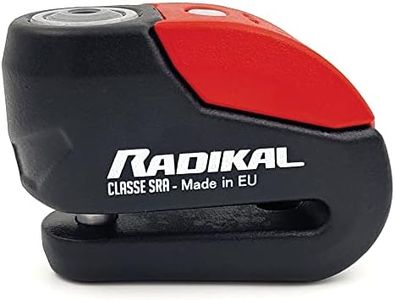 RADIKAL RK10 Premium Motorcycle Alarm Disc Lock 120dB, ON/Off Button Activation Warning LED, SRA Approved, Double Locking 10mm Hardened Steel, High Security Anti Theft Wheel Brake Lock for Motorbike