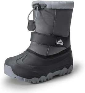 NORTIV 8 Kids Snow Winter Boots Boys,Black/Grey,12 Little Kid