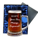 EIO Gifts Personalised Heavyweight Pint Glass Tankard, Mug, Cup in Presentation Box - Engraved with Your Custom Text, for Birthdays, Anniversaries, Wedding & Any Special Occasions (Tankard)