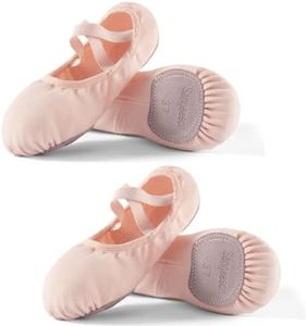 Dance Women's Ballet Shoes Stretch Canvas Performa Dance Slippers Split Sole for Girls/Adult, Size 6, Pink, 2pcs