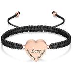 mingkejw Cremation Jewelry Heart Urn Bracelet for Ashes for Women Men Memorial Keepsake Braid Adjustable Rope Bracelet,Rose Gold