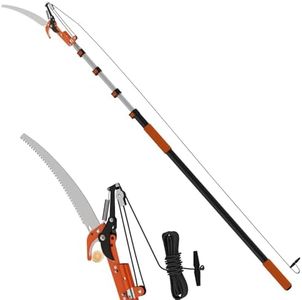 LAANPOLE 26FT Reach Fruit Picker Pole with Basket Telescoping, Apple Picker with Tree Trimmer and 5-20FT Extension Pole for Orange Lemon Mango Avocado Guava Fruit Picking