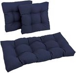 Square Spun Polyester Outdoor Tufted Settee Cushions (Set of 3) - Azul