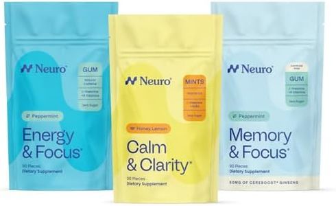 Neuro Focus & Calm Cognitive Bundle - Energy & Focus Nootropic Smart Gum (90), Calm & Clarity Stress Support Mints (90) & Memory & Focus Nootropic Gum (90)