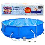 VFM - Large Round Framed Pool & Filtration Pump 3.6m x 76cm Giant 6000 Litre Capacity Swimming Family Fun For Kids And Adults Holiday Summer Garden Swim - Wild 'n Wet