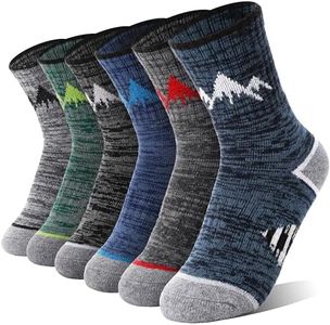 ANTSANG Kids Merino Wool Hiking Socks Boys Girls Toddlers Thermal Warm Winter Thick Cushion Snow Ski Crew Youth Socks 6 Pairs Gift Stocking Stuffers(Grey,8-12 Years)