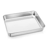 Herogo Deep Baking Sheet Pan, Stainless Steel Baking Tray (31.5x24.8x5 cm), Rectangle Tray Bake Tin for Brownie Cake Lasagna, Non Toxic & Healthy, Mirror Finish & Rust Free, Durable & Dishwasher Safe