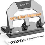 AFMAT Heavy Duty 3 Hole Puncher, 40-Sheet Paper Punch Heavy Duty, 50% Reduced Effort Three Hole Punch, 10000+ Punching Times, Metal Hole Puncher 3 Ring w/Large Tray, Bulit-in S.S. Paper Guide, Gray