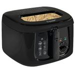 Crystals Electric 2.5L Deep Fryer, Deep Fat Fryer Countertop with Non-Stick Coating, Non-Stick Frying Pan Internal Mesh Basket with Safety Handle + Viewing Window - 1800 Watts (Black)