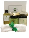 Spa Foot Pamper Kit Includes Foot Massage Oil, Fresh Feet Salts Soak, Dead Sea Scrub & Wooden Foot Brush Pumice