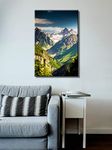 999STORE Landscapes Mountain Valley Printed Framed Canvas Painting (18x30 Inches, Multicolour)