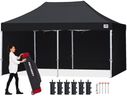 ABCCANOPY Easy Pop Up Canopy Tent with Sidewalls 10X20 Commercial -Series,Black