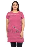 Star Touch Women Printed Cotton Regular Fit Tshirt With Side Slits & Pocket| S| Barbie Pink