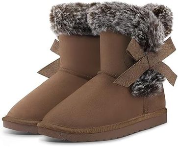 K KomForme Girls Kids Snow Boots Warm Fur Lined Slip On Outdoor Winter Shoes Lightweight Comfy（Little/Big Kids）