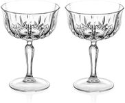 DIAMANTE Dorchester Champagne Prosecco Coupe Champagne Saucer Cocktail Saucer Glass Dessert Bowl - Made from Premium Lead Free Crystal - Set of 2